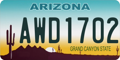 AZ license plate AWD1702
