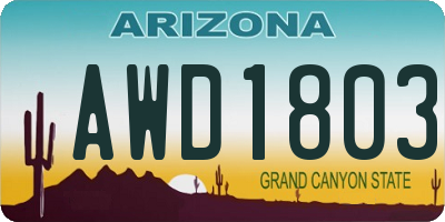 AZ license plate AWD1803