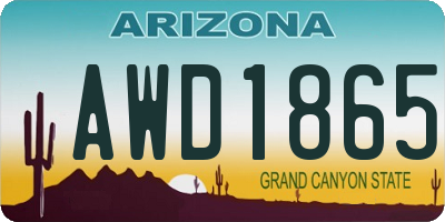 AZ license plate AWD1865