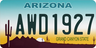 AZ license plate AWD1927