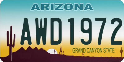AZ license plate AWD1972