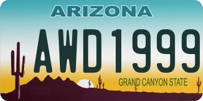 AZ license plate AWD1999