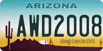 AZ license plate AWD2008