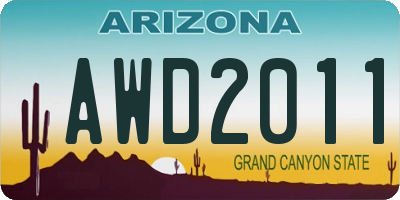 AZ license plate AWD2011