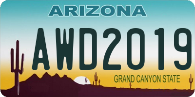 AZ license plate AWD2019