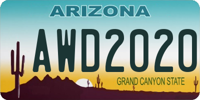 AZ license plate AWD2020