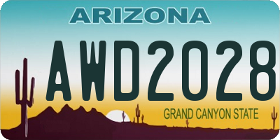 AZ license plate AWD2028