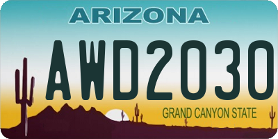 AZ license plate AWD2030