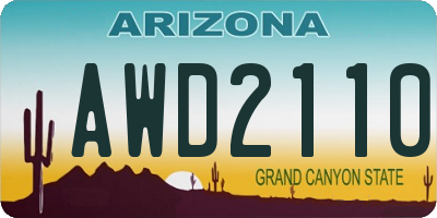 AZ license plate AWD2110