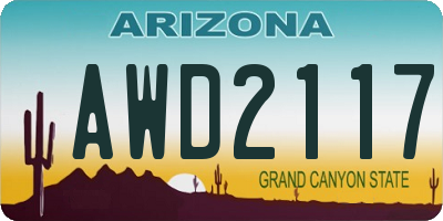 AZ license plate AWD2117