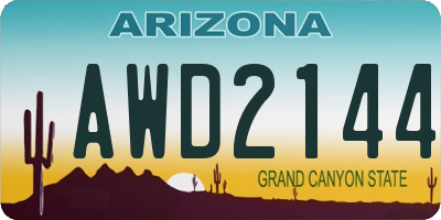 AZ license plate AWD2144