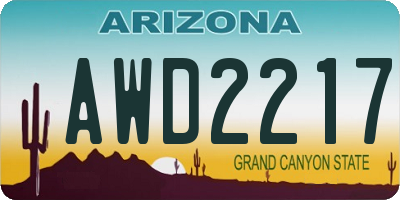 AZ license plate AWD2217