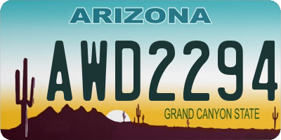 AZ license plate AWD2294