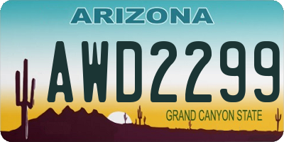 AZ license plate AWD2299