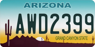 AZ license plate AWD2399
