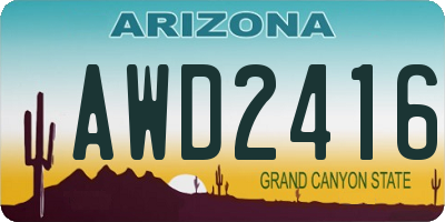AZ license plate AWD2416