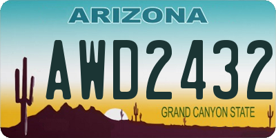 AZ license plate AWD2432