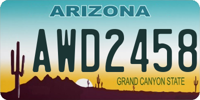 AZ license plate AWD2458