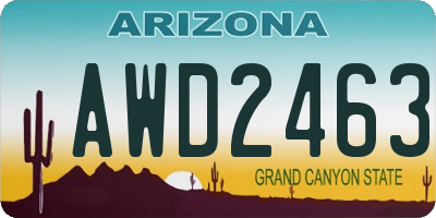 AZ license plate AWD2463