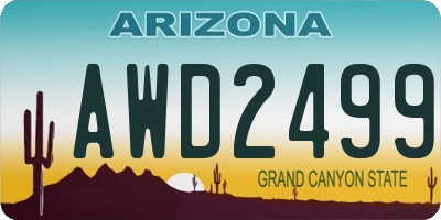 AZ license plate AWD2499