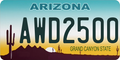 AZ license plate AWD2500