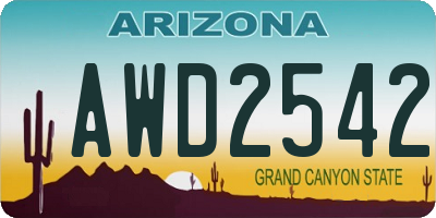AZ license plate AWD2542