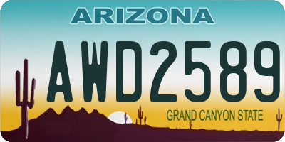 AZ license plate AWD2589