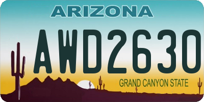 AZ license plate AWD2630
