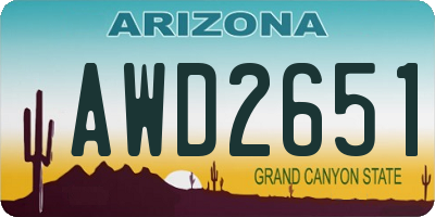 AZ license plate AWD2651
