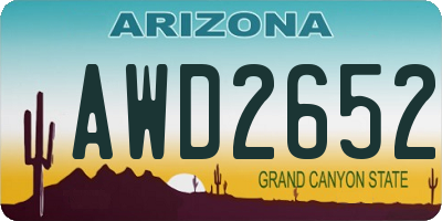 AZ license plate AWD2652