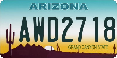 AZ license plate AWD2718