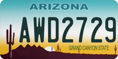 AZ license plate AWD2729
