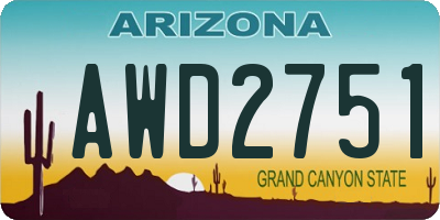 AZ license plate AWD2751