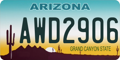 AZ license plate AWD2906