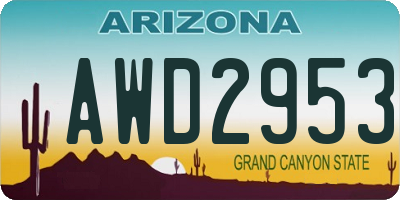 AZ license plate AWD2953