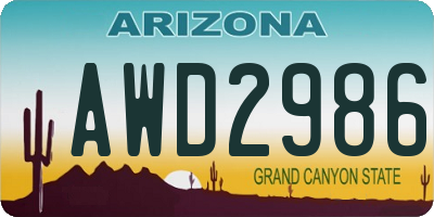 AZ license plate AWD2986