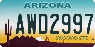 AZ license plate AWD2997