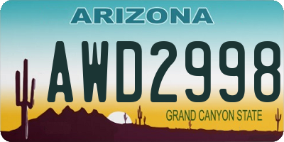 AZ license plate AWD2998