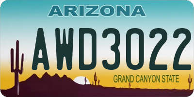 AZ license plate AWD3022