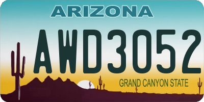AZ license plate AWD3052