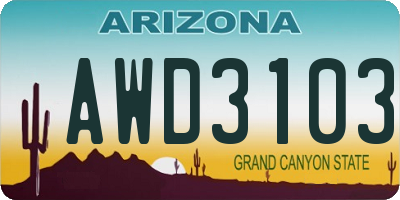AZ license plate AWD3103