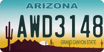 AZ license plate AWD3148