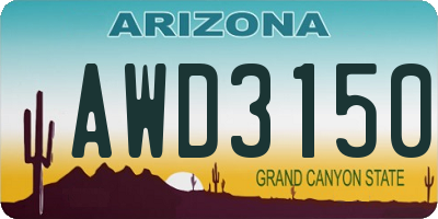 AZ license plate AWD3150