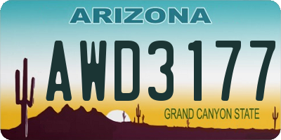 AZ license plate AWD3177