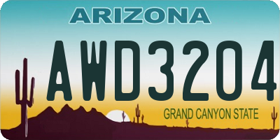 AZ license plate AWD3204