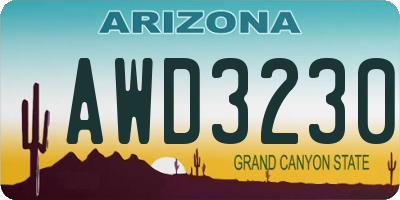 AZ license plate AWD3230