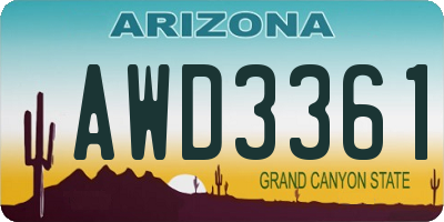AZ license plate AWD3361
