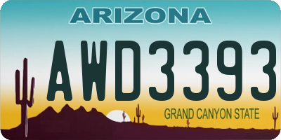 AZ license plate AWD3393