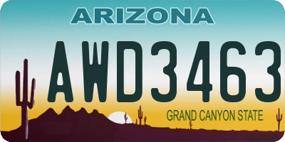 AZ license plate AWD3463