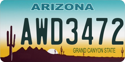 AZ license plate AWD3472